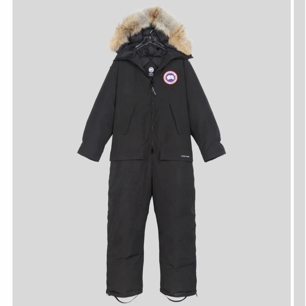 Canada Goose Arctic Rigger Coverall with Fur-Trim Hood, Black One-Piece (XL)
